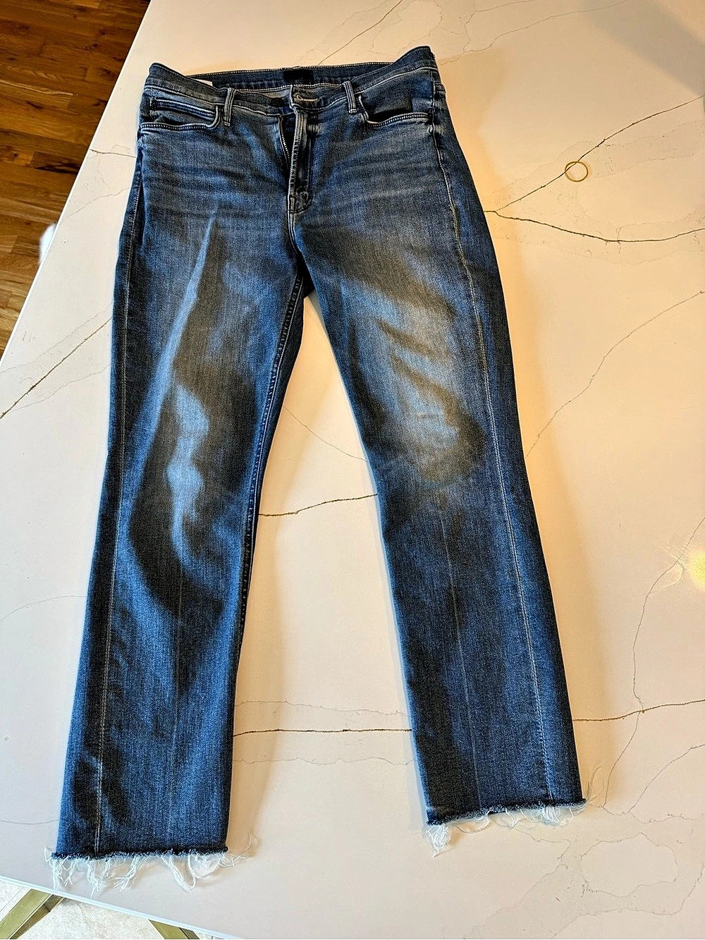 MOTHER Women's Straight Leg Blue Jeans